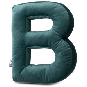 Oreiller décoratif en velours en forme de lettre B <i>vert foncé </i>