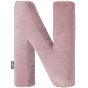 Oreiller décoratif en velours en forme de lettre N <i>rose poudré</i>