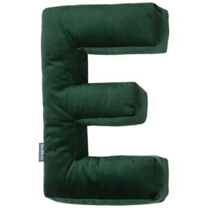 Oreiller décoratif en velours en forme de lettre E <i>vert</i>