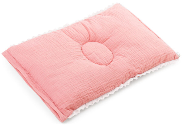 Ensemble de 3 pièces Baby Shower <i> Cuddly Muslin Pink </i> avec enveloppe décorative : oreiller et cousin de bras