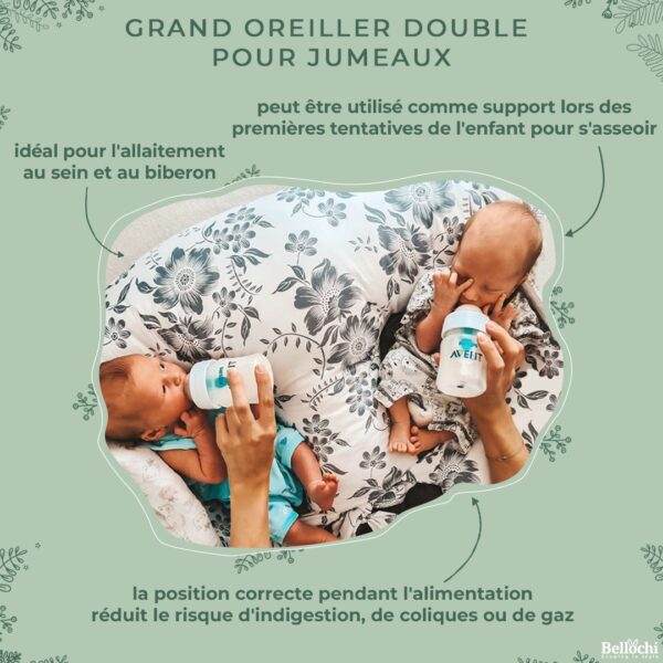 Grand oreiller double pour jumeaux <I>pink peony</i>