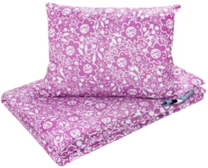 Parure de lit enfant en coton 2 pièces, housse de couette enfant 135×100 cm et taie d’oreiller 60×40 cm violet caramella