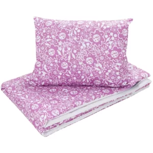 Parure de lit enfant en coton 2 pièces avec garnissage couette enfant 135×100 cm et oreiller 60×40 cm violet caramella