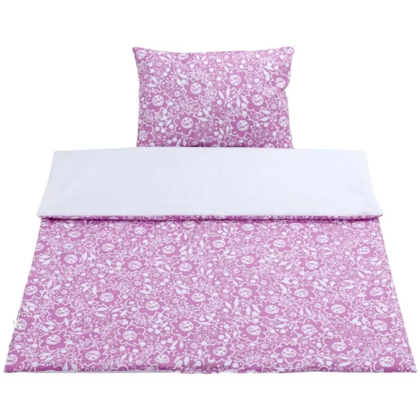 Parure de lit enfant en coton 2 pièces avec garnissage couette enfant 135×100 cm et oreiller 60×40 cm violet caramella