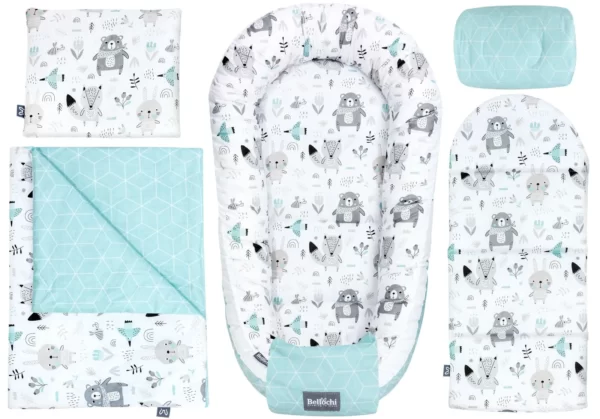 ensemble nid de bébé 90×60 cm, ensemble de baby shower pour nouveau-né, coton, animal et