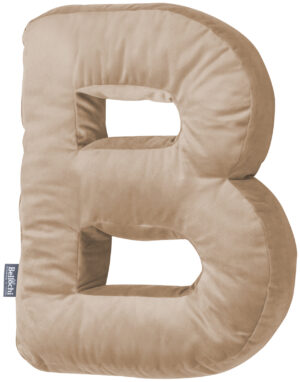 Oreiller décoratif en velours en forme de lettre B beige