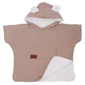 Poncho de Bain en Mousseline de Coton Beige