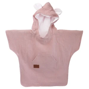 Poncho de Bain en Mousseline de Coton Pink